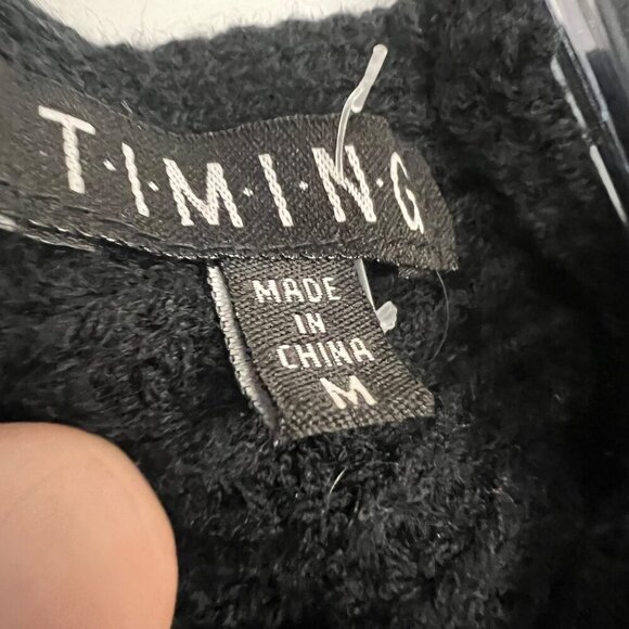 Timing Women's Knit Sweater V-Neck Lace Up Back Black Size Medium - Picture 8 of 9